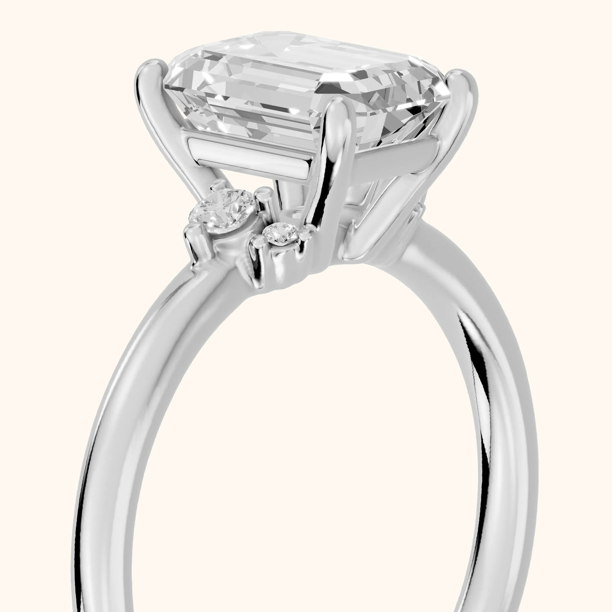 Wynne Cluster Emerald Diamond Engagement Ring in Silver - slant-view.webp