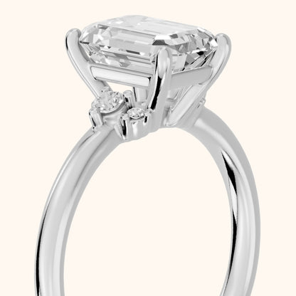 Wynne Cluster Emerald Diamond Engagement Ring in Silver - slant-view.webp