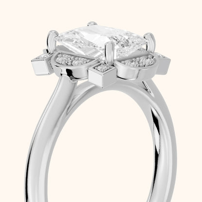 Serafina Vintage Halo Radiant Diamond Engagement Ring in White Gold - slant-view.webp