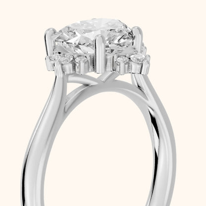 Linden Starburst Cluster Heart Diamond Engagement Ring in White Gold - slant-view.webp