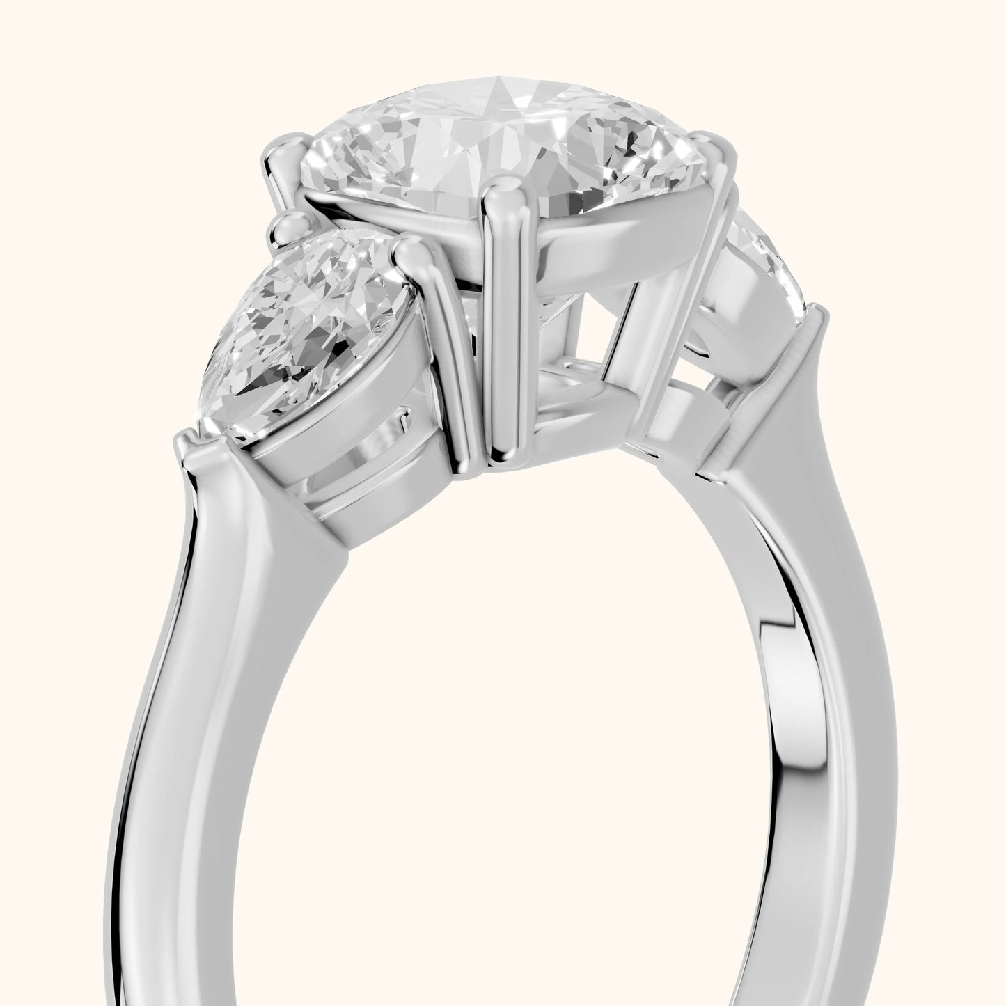 Mirabel Three-Stone Cushion Diamond Engagement Ring in Silver - slant-view.webp