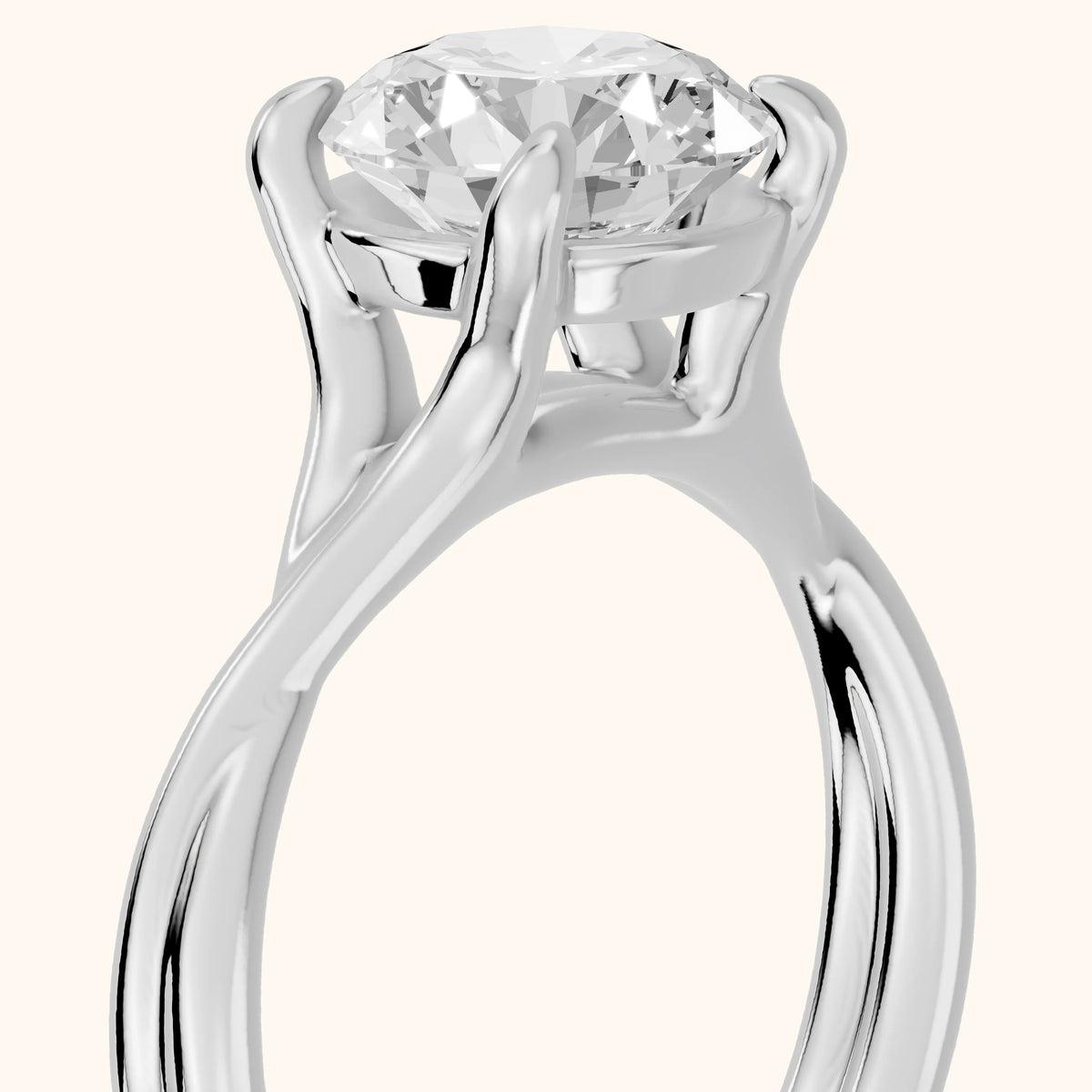 Rosa Twist Solitaire Round Diamond Engagement Ring in Silver - slant-view.webp