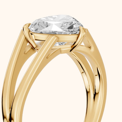 Giselle Solitaire Split Shank Heart Diamond Engagement Ring in Yellow Gold - slant-view.webp