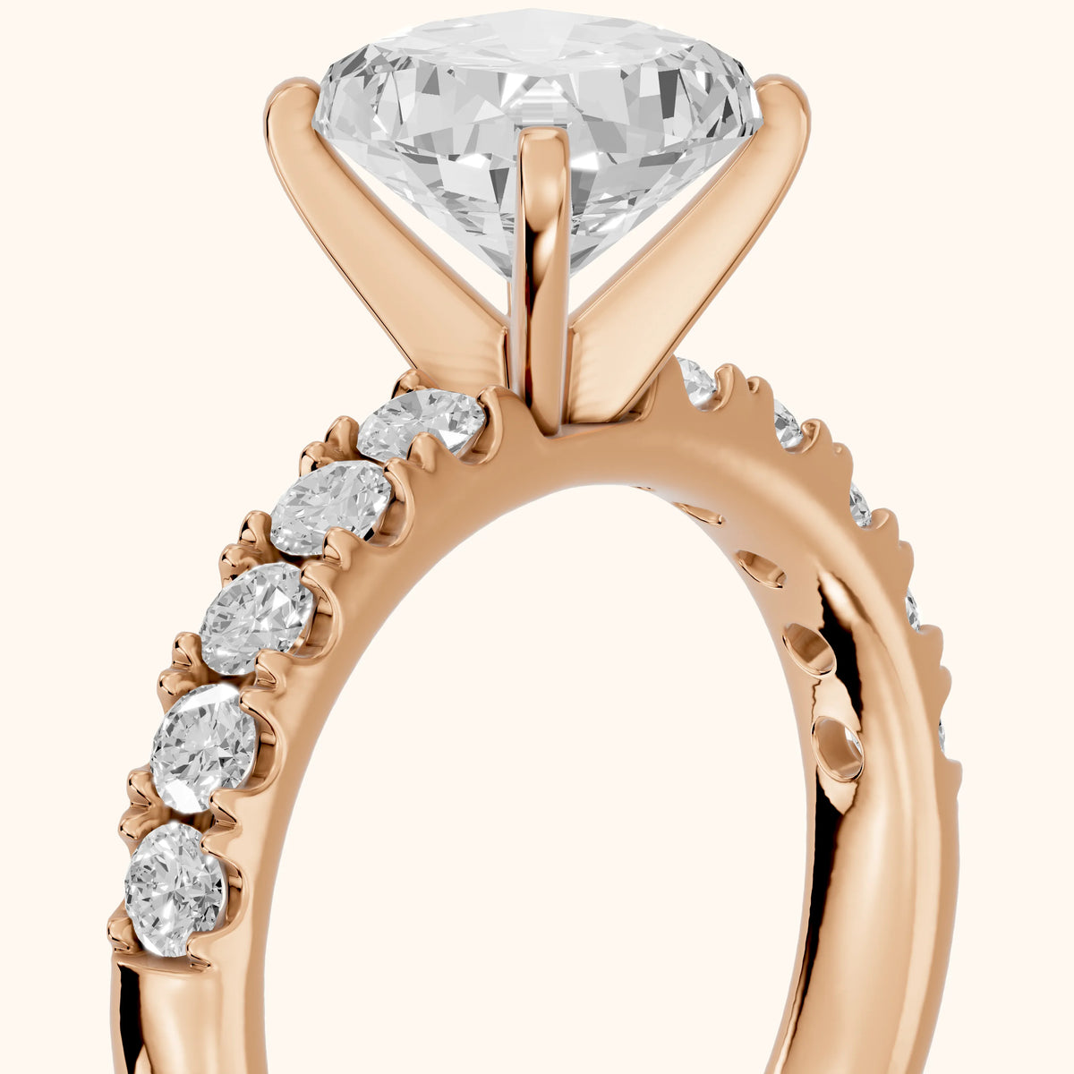 Alix Statement Pavé Cushion Diamond Engagement Ring in Rose Gold - slant-view.webp