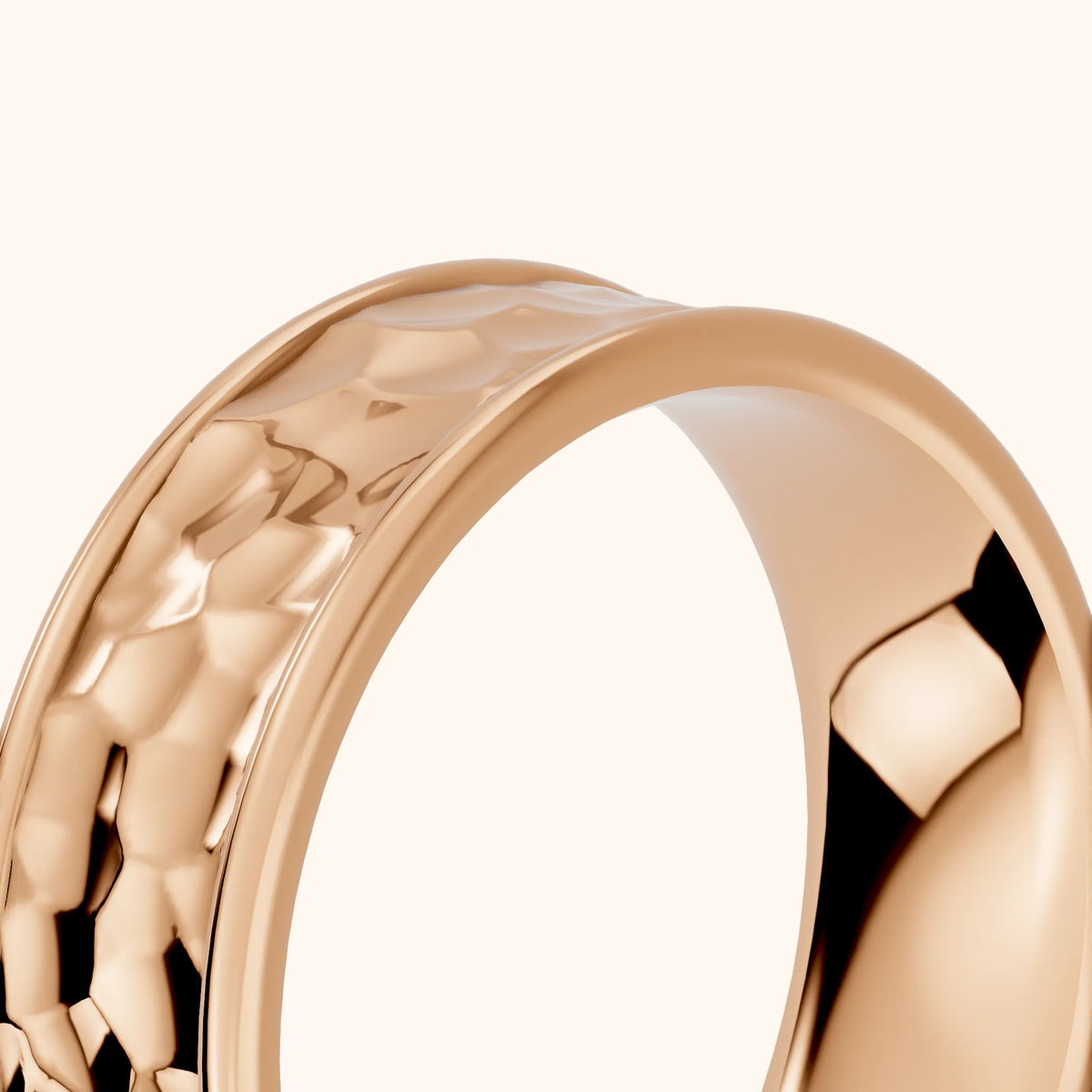 Sahana Hammered Step Edge Wedding Band in Rose Gold - slant-view