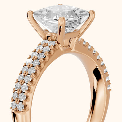 Allison Wide Band Pavé Princess Diamond Engagement Ring in Rose Gold - slant-view.webp