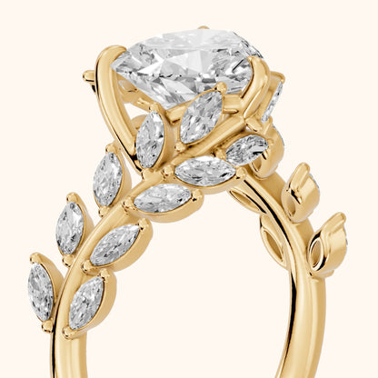 Clarion Leaf Bypass Heart Diamond Engagement Ring in Yellow Gold - slant-view.webp