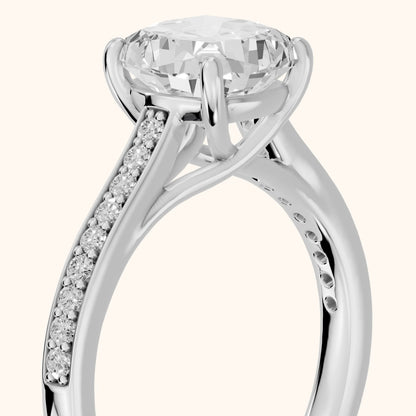 Nancy Trellis Pavé Cushion Diamond Engagement Ring in Silver - slant-view.webp