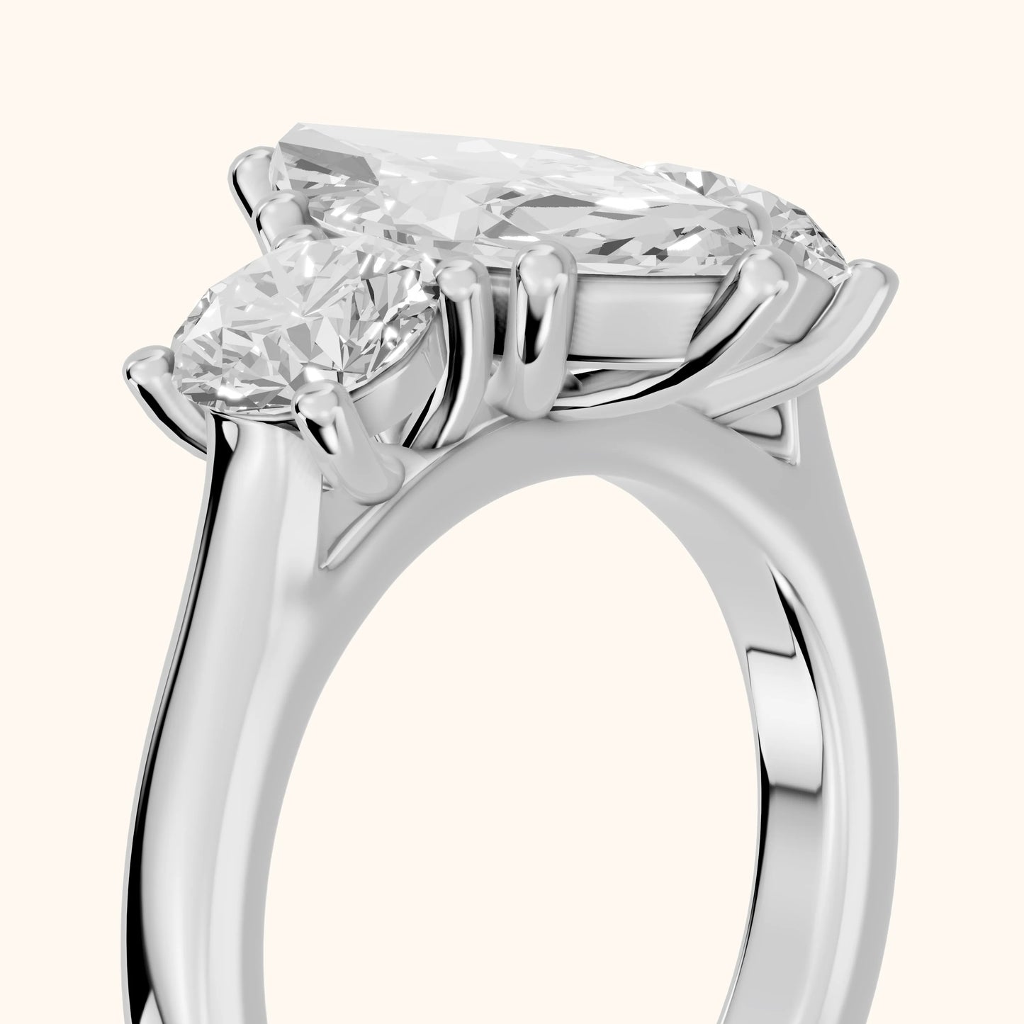 Callie Three-Stone Trellis Marquise Diamond Engagement Ring in Platinum - slant-view.webp