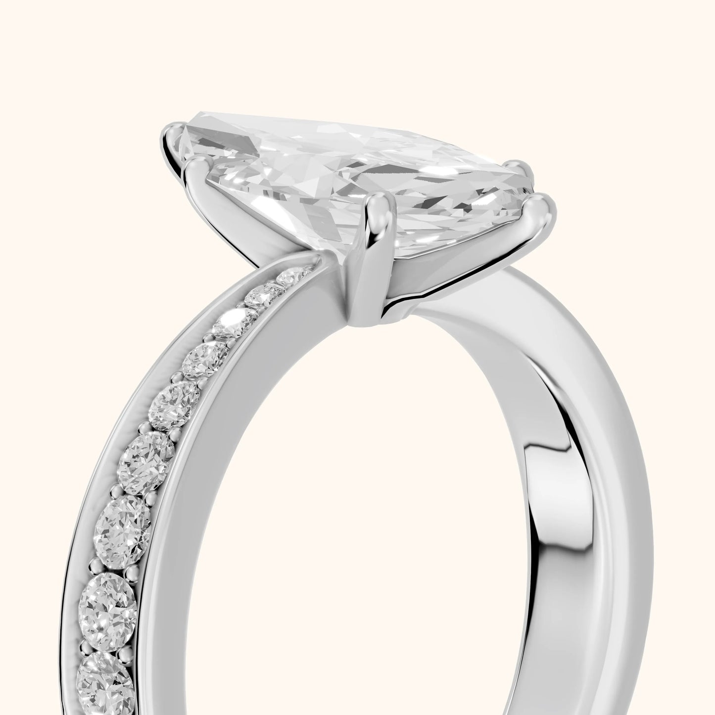 Rhea Sidestone Pavé Marquise Diamond Engagement Ring in Platinum - slant-view.webp