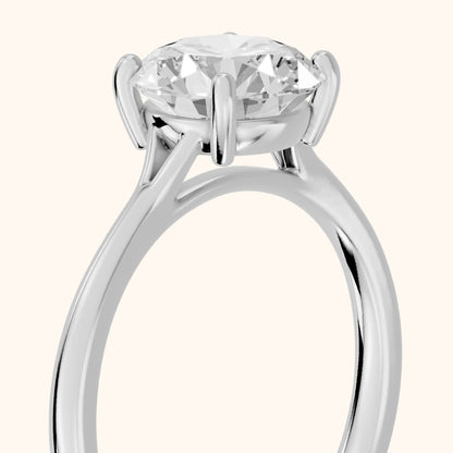 Blanche Solitaire Split Shank Round Diamond Engagement Ring in White Gold - slant-view.webp