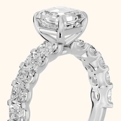 Katarina Statement Pavé Asscher Diamond Engagement Ring in Silver - slant-view.webp