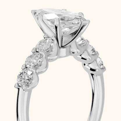 Lenora Scalloped Statement Marquise Diamond Engagement Ring in Platinum - slant-view.webp