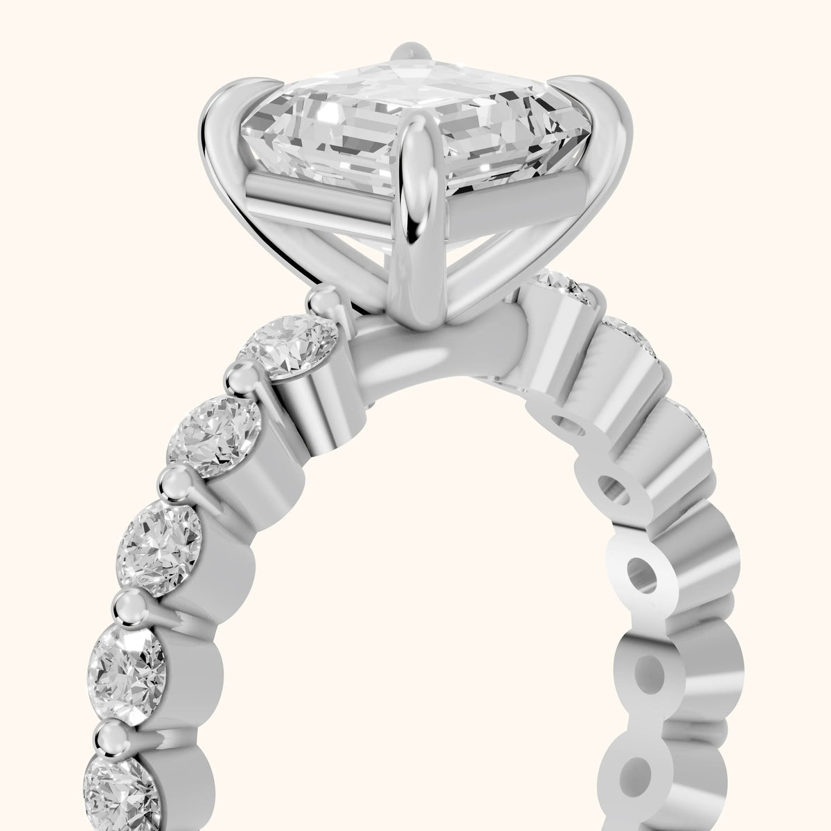 Piper Sidestone Asscher Diamond Engagement Ring in Silver - slant-view.webp