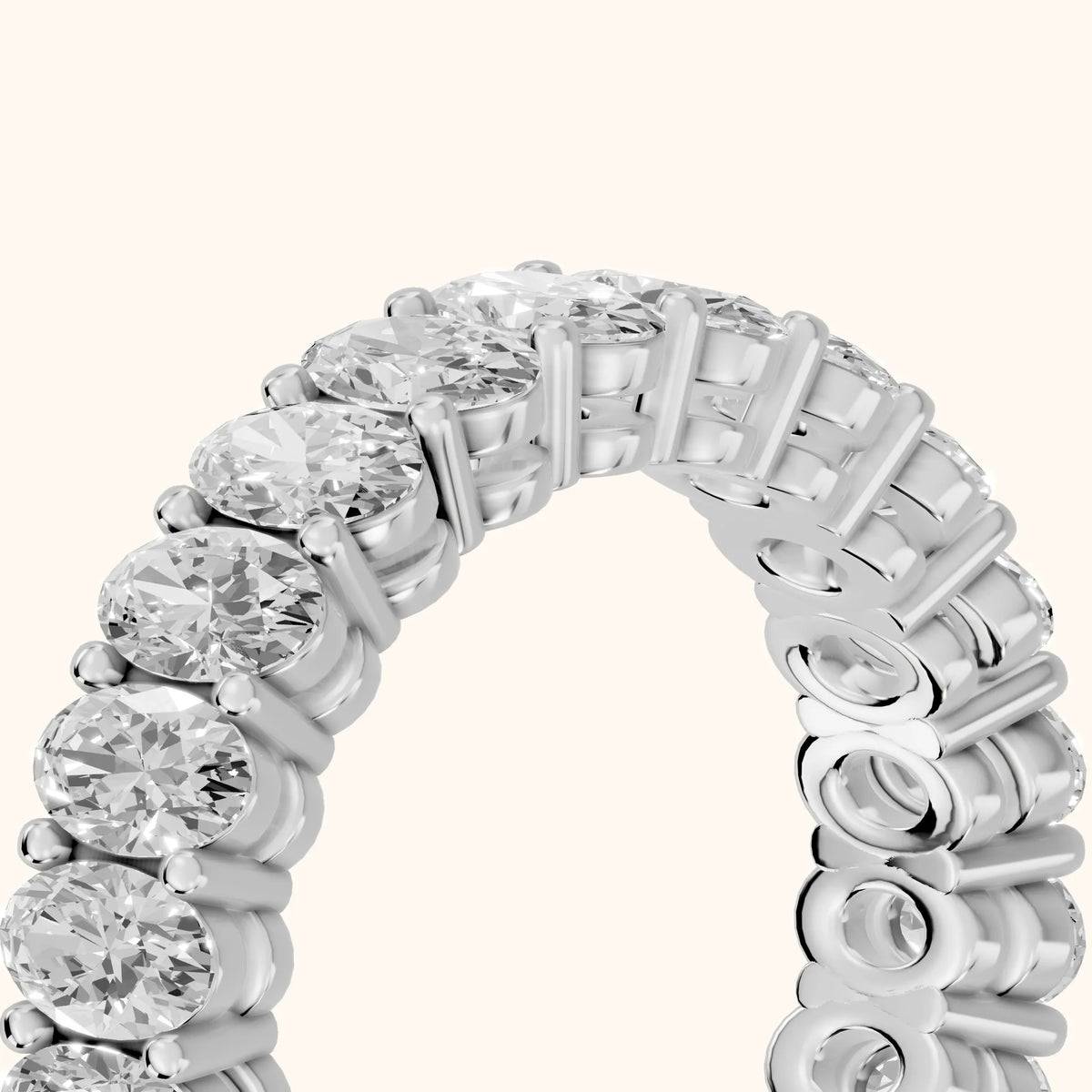 Renata Shared Prong Oval Diamond Eternity Band in Silver - slant-view
