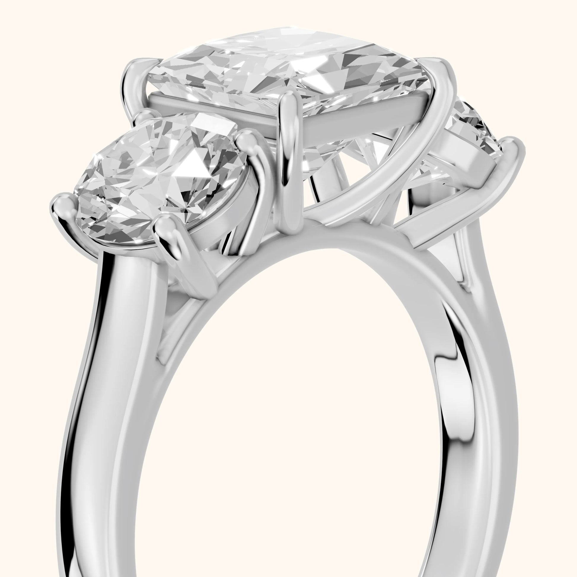 Esme Three-Stone Tapered Princess Diamond Ring in Silver - slant-view.webp