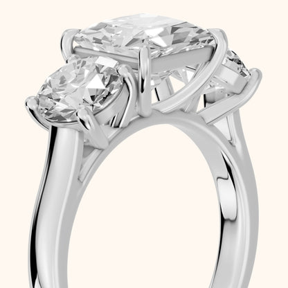 Esme Three-Stone Tapered Princess Diamond Ring in Silver - slant-view.webp