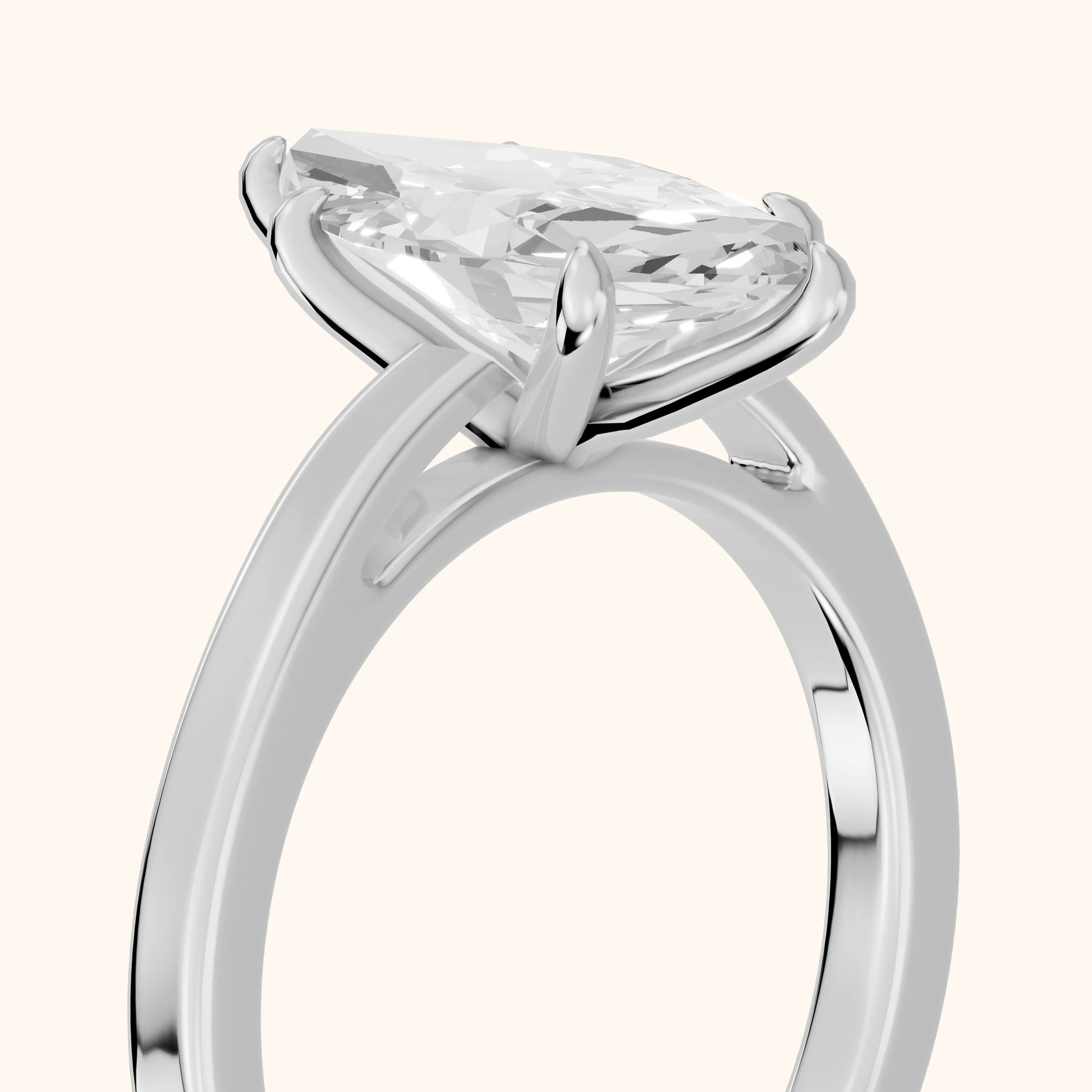 Kaia Solitaire Marquise Diamond Ring in Silver - slant-view.webp