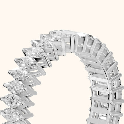 Maite Shared Prong Marquise & Baguette Diamond Eternity Band in Platinum - slant-view
