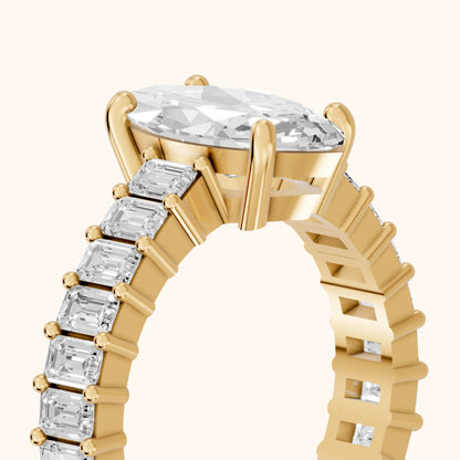 Mallory Shared Prong Marquise Diamond Engagement Ring in Yellow Gold - slant-view.webp