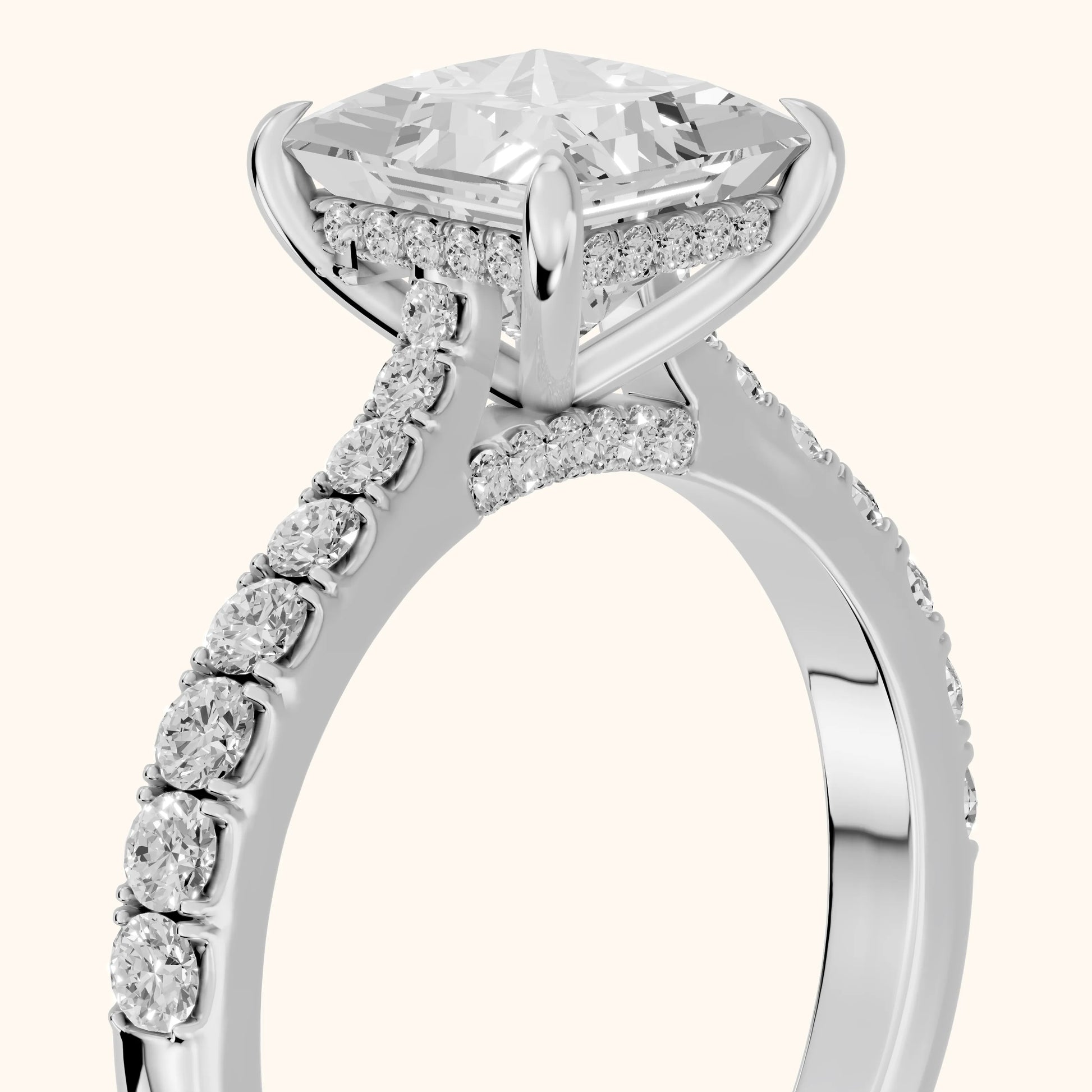 Gia Hidden Halo Pavé Princess Diamond Ring in White Gold - slant-view.webp