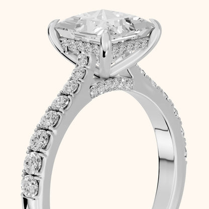 Gia Hidden Halo Pavé Princess Diamond Ring in White Gold - slant-view.webp