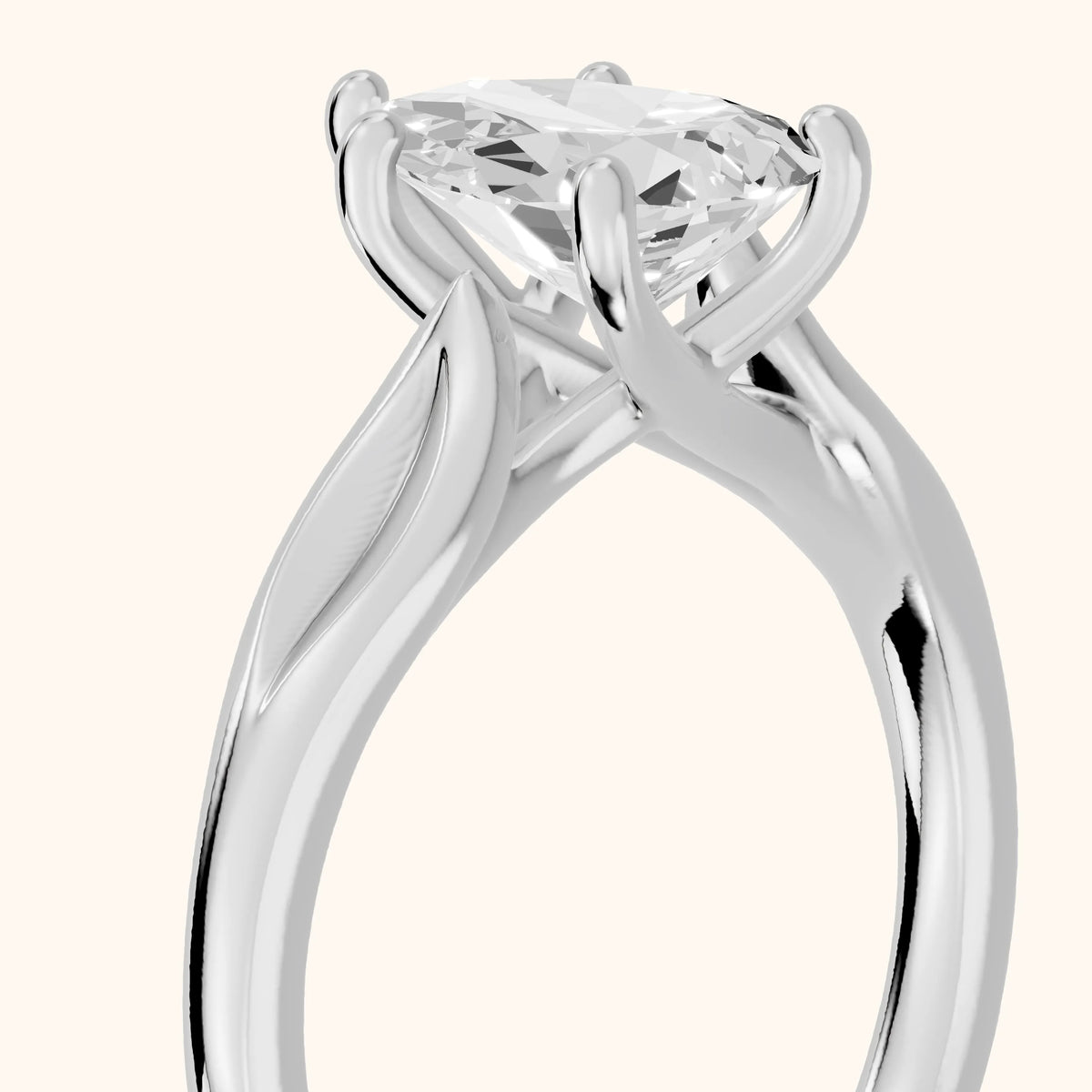 Lauretta Leaf Solitaire Pear Diamond Engagement Ring in Platinum - slant-view.webp
