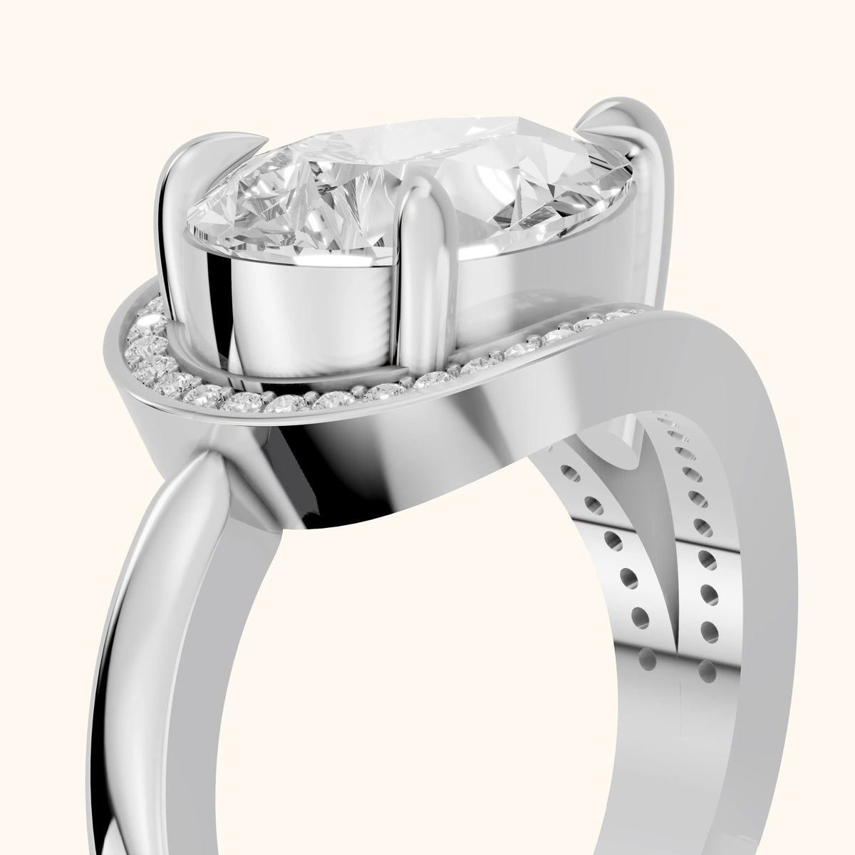 Ellery East-West Split Shank Pear Diamond Engagement Ring in Silver - slant-view.webp