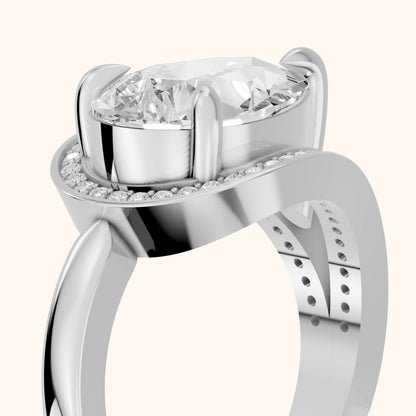 Ellery East-West Split Shank Pear Diamond Engagement Ring in Silver - slant-view.webp