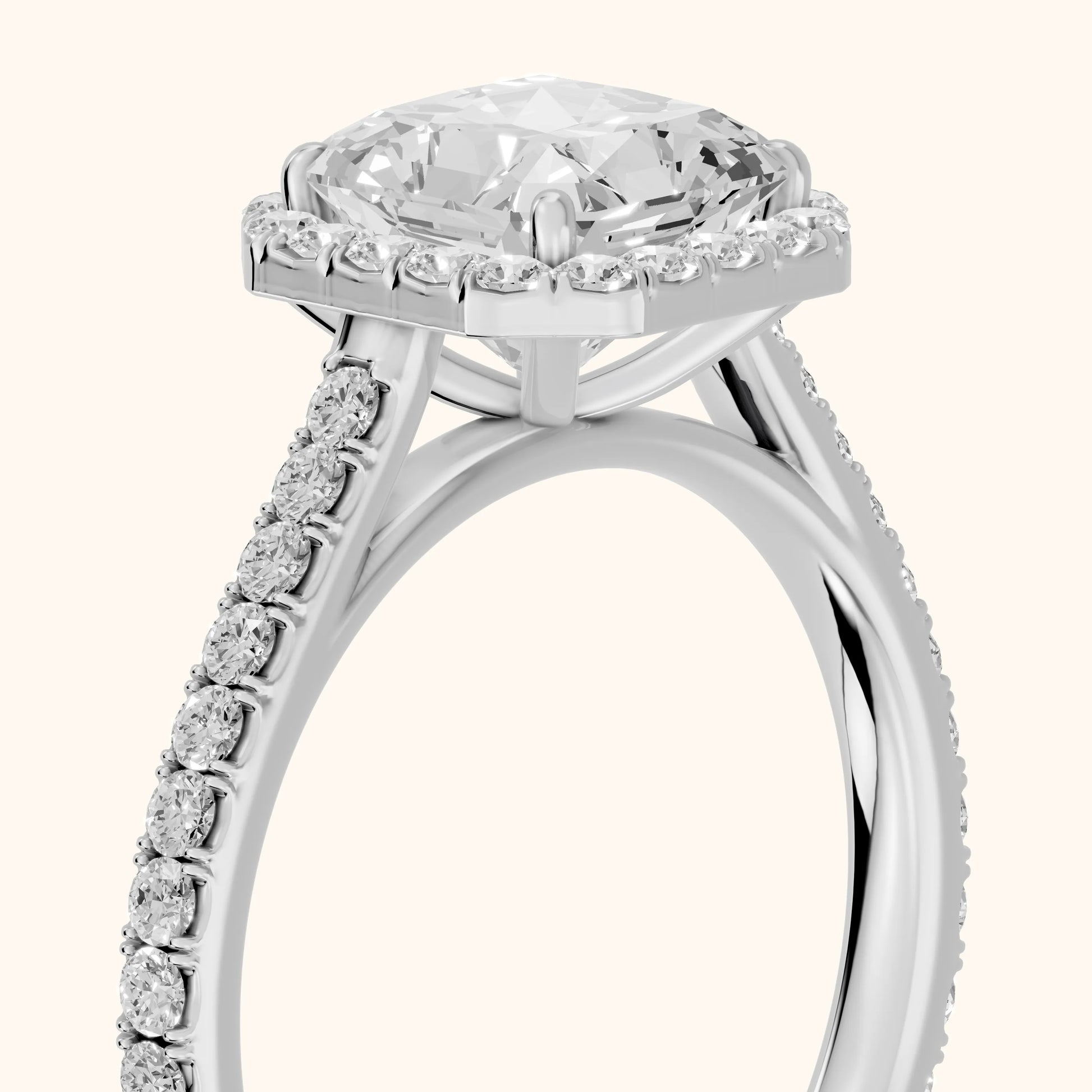 Willa Halo Micropavé Radiant Diamond Engagement Ring in White Gold - slant-view.webp