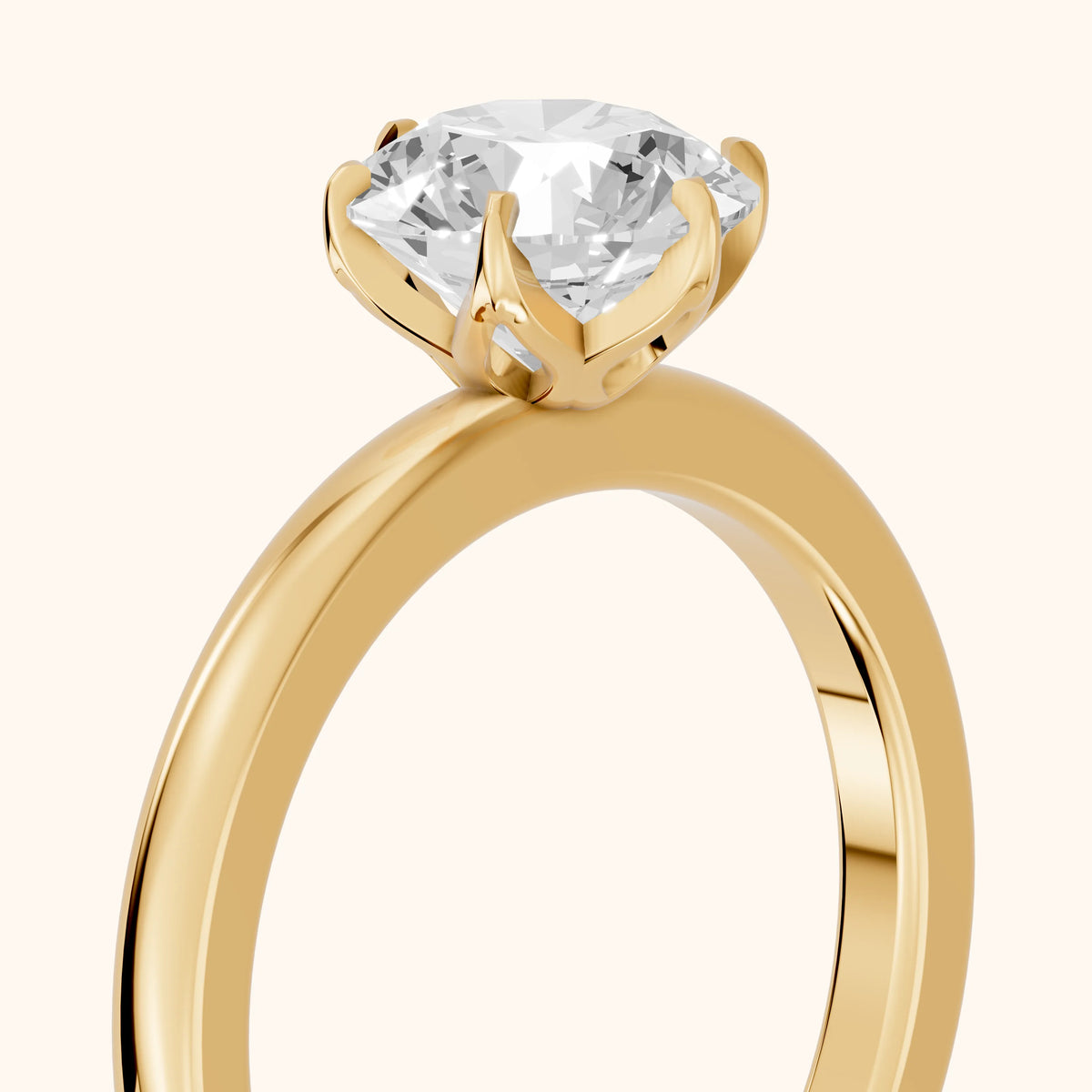 Serena Blossom Solitaire Round Diamond Engagement Ring in Yellow Gold - slant-view.webp