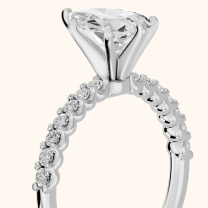 Leandra Scalloped Pavé Pear Diamond Engagement Ring in Platinum - slant-view.webp
