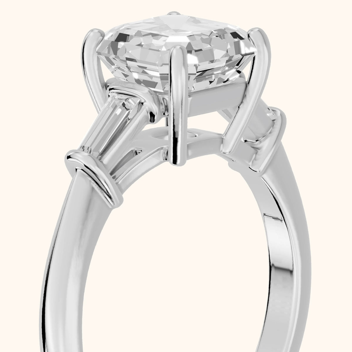 Abby Baguette Three-Stone Asscher Diamond Engagement Ring in Platinum - slant-view.webp