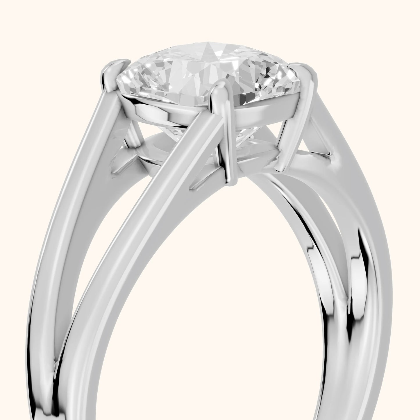 Giselle Solitaire Split Shank Cushion Diamond Engagement Ring in Silver - slant-view.webp
