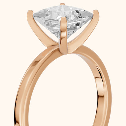 Liana Solitaire Claw Prong Princess Diamond Engagement Ring in Rose Gold - slant-view.webp