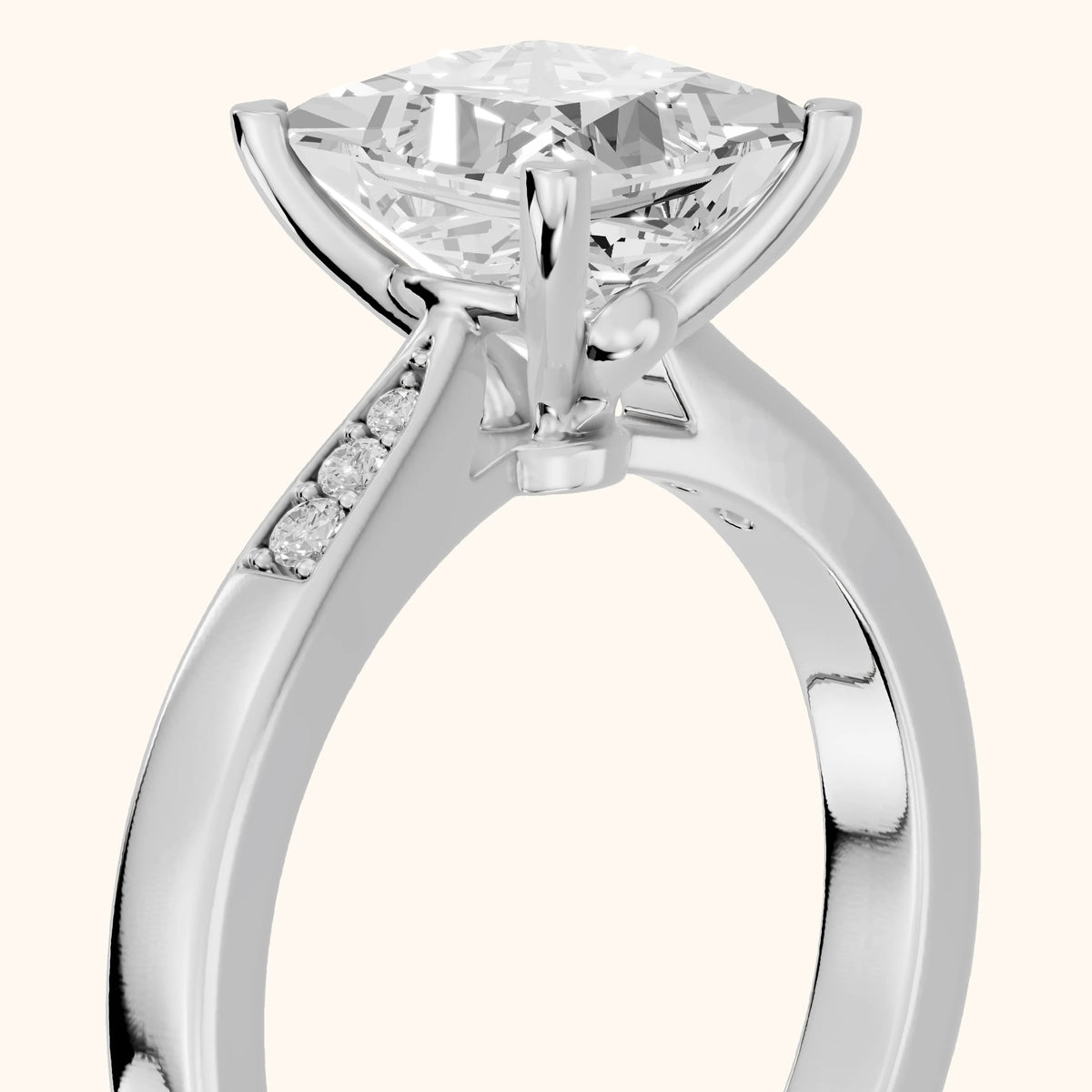 Minnie Flush-Set Princess Diamond Engagement Ring in Platinum - slant-view.webp