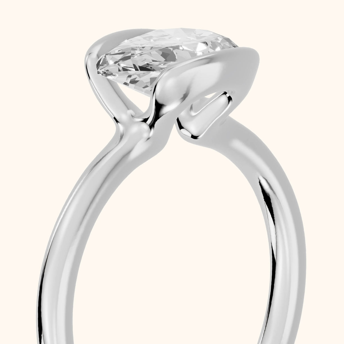 Mathilde East-West Half Bezel Pear Diamond Engagement Ring in Silver - slant-view.webp