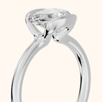 Mathilde East-West Half Bezel Pear Diamond Engagement Ring in Silver - slant-view.webp