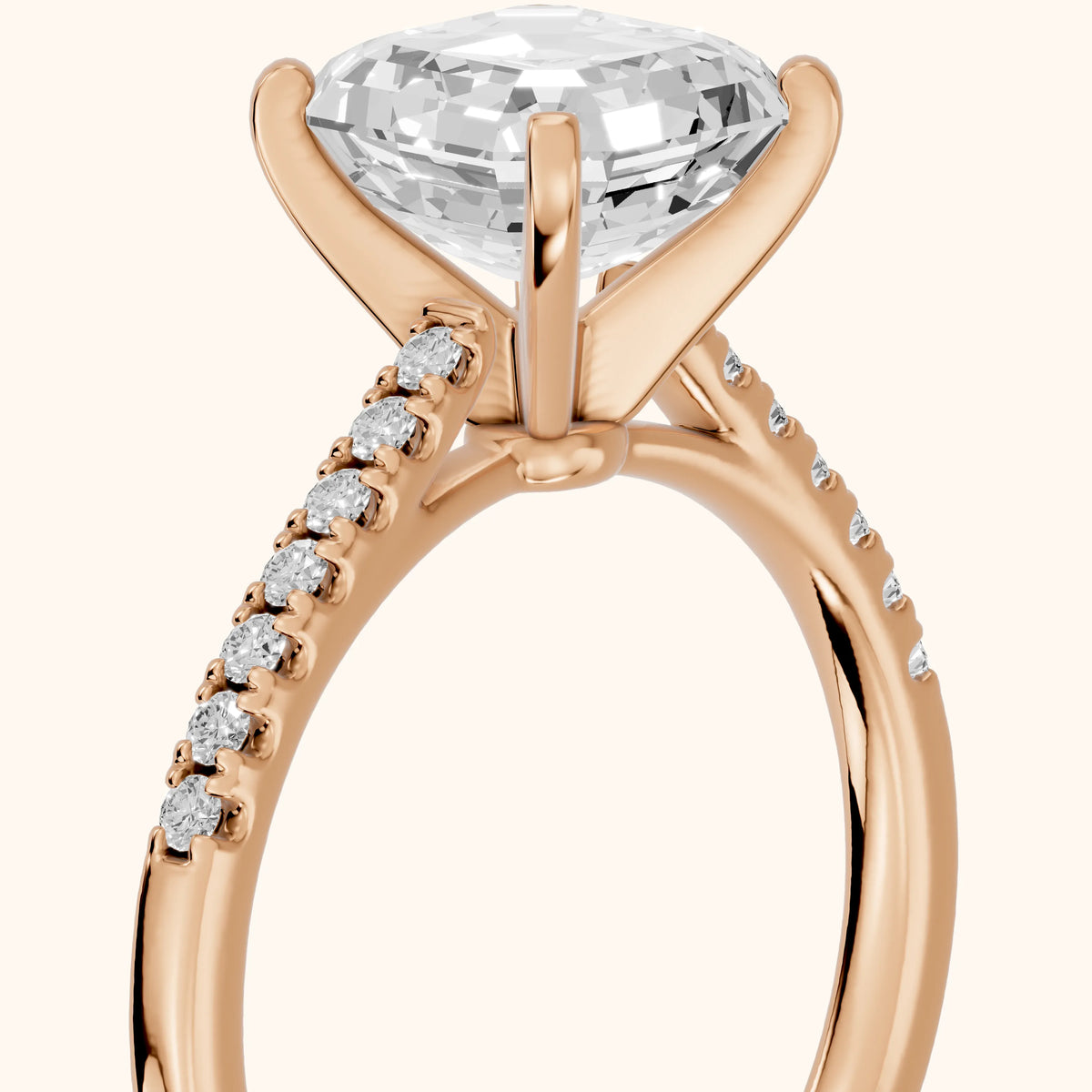 Salem Pavé Asscher Diamond Engagement Ring in Rose Gold - slant-view.webp