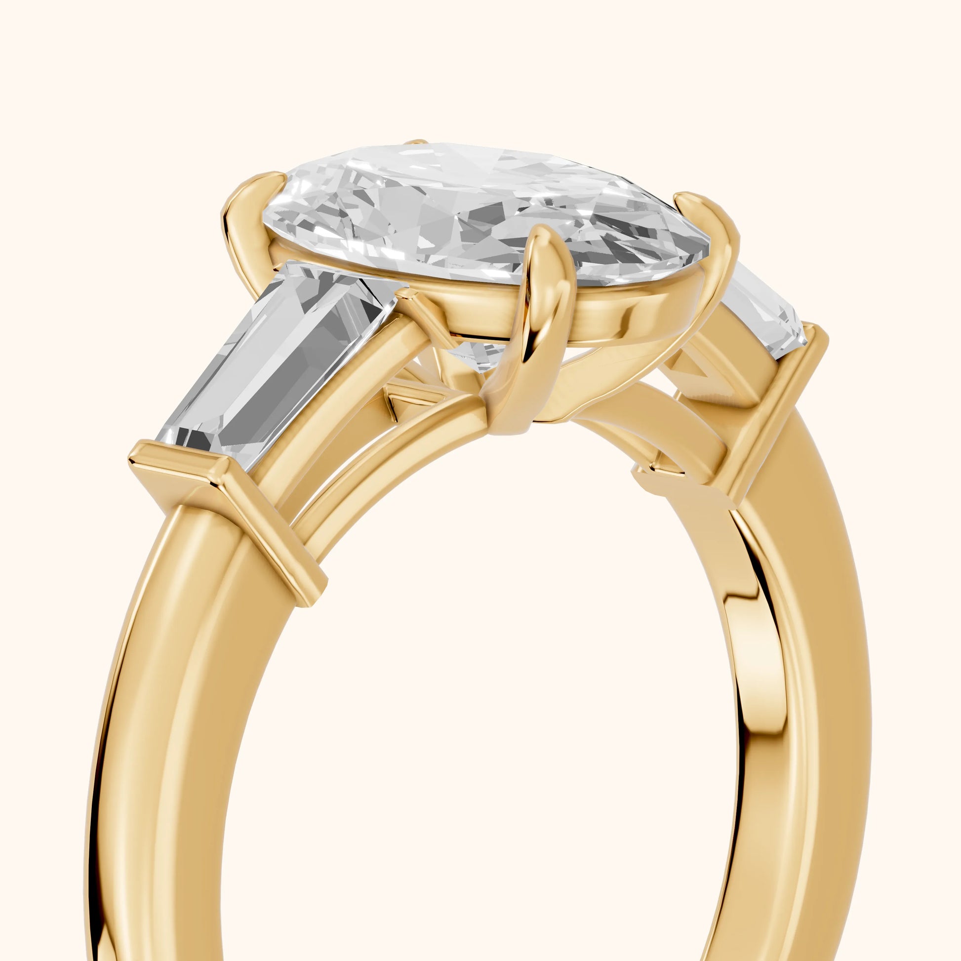 Zelda Tapered Baguette Oval Diamond Engagement Ring in Yellow Gold - slant-view.webp