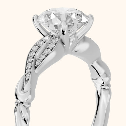 Katie Twist Pavé Round Diamond Engagement Ring in Silver - slant-view.webp