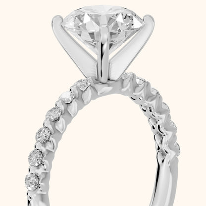 Lilia Beaded Pavé Round Diamond Engagement Ring in Platinum - slant-view.webp