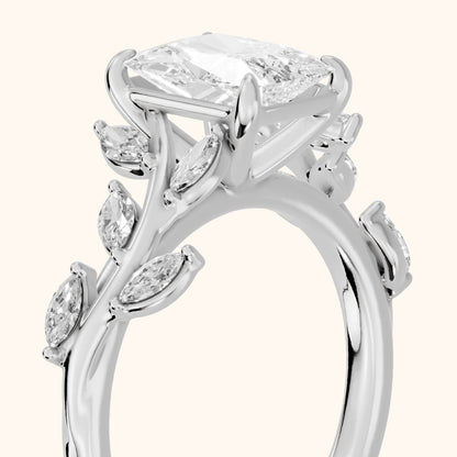 Andrea Vine Radiant Diamond Engagement Ring in Silver - slant-view.webp
