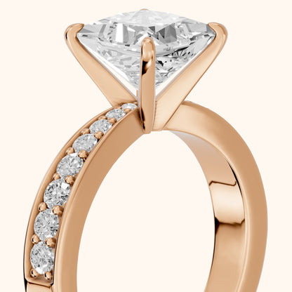 Riley Cathedral Pavé Princess Diamond Engagement Ring in Rose Gold - slant-view.webp