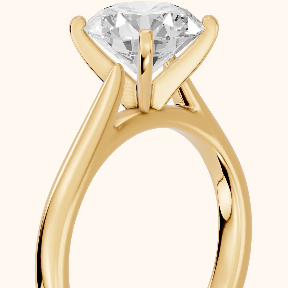Enid Solitaire Cathedral Round Diamond Engagement Ring in Yellow Gold - slant-view.webp