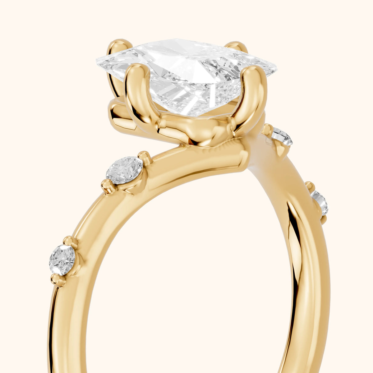Klara Chevron Radiant Diamond Engagement Ring in Yellow Gold - slant-view.webp