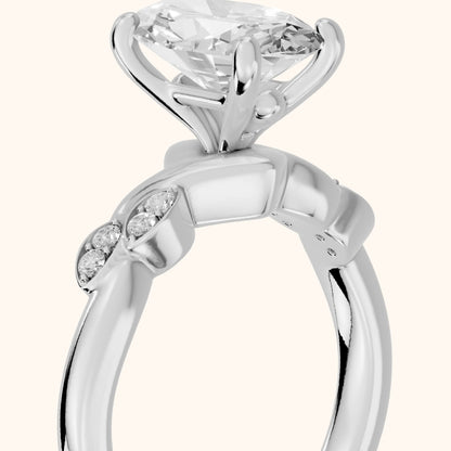 Robin Leaf Twist Oval Diamond Engagement Ring in Silver - slant-view.webp
