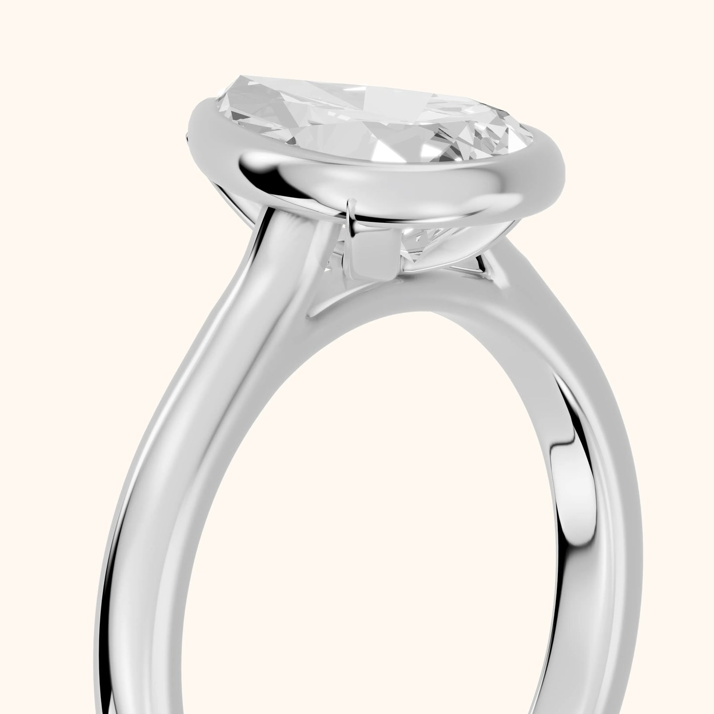 Jolie Bezel Solitaire Pear Diamond Engagement Ring in White Gold - slant-view.webp