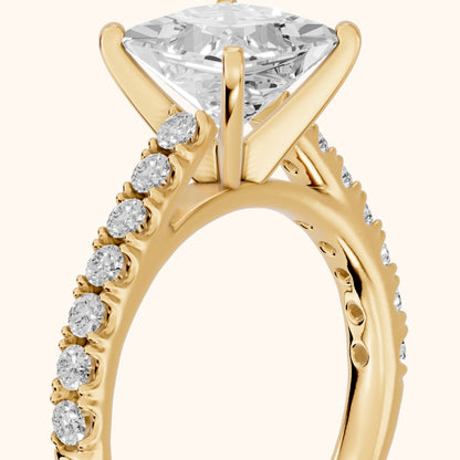Keira Statement Pavé Princess Diamond Engagement Ring in Yellow Gold - slant-view.webp
