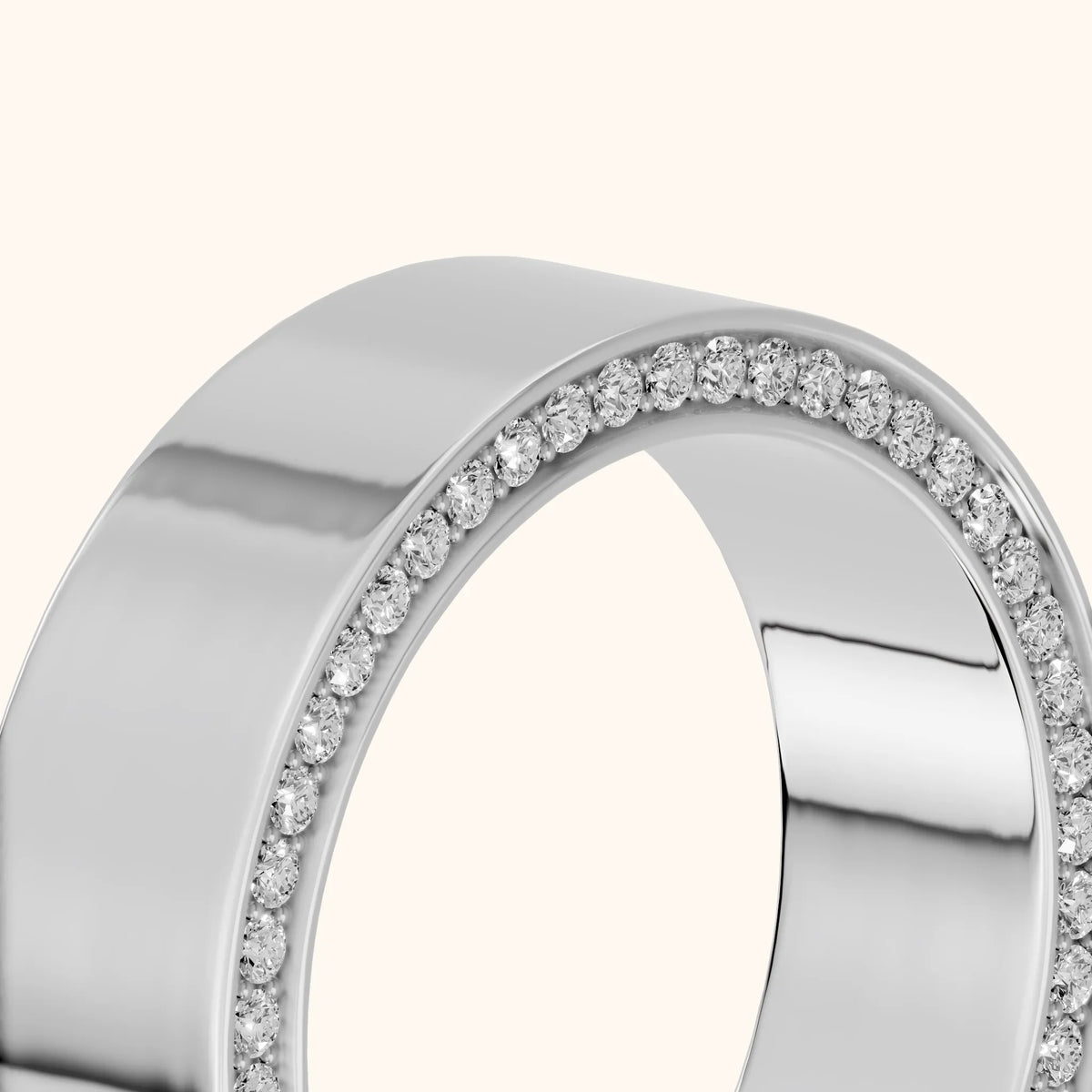 Raya Micropavé Round Diamond Eternity Band in Platinum - slant-view